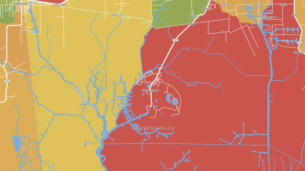 Avery Island, LA Map of Arson Rates
