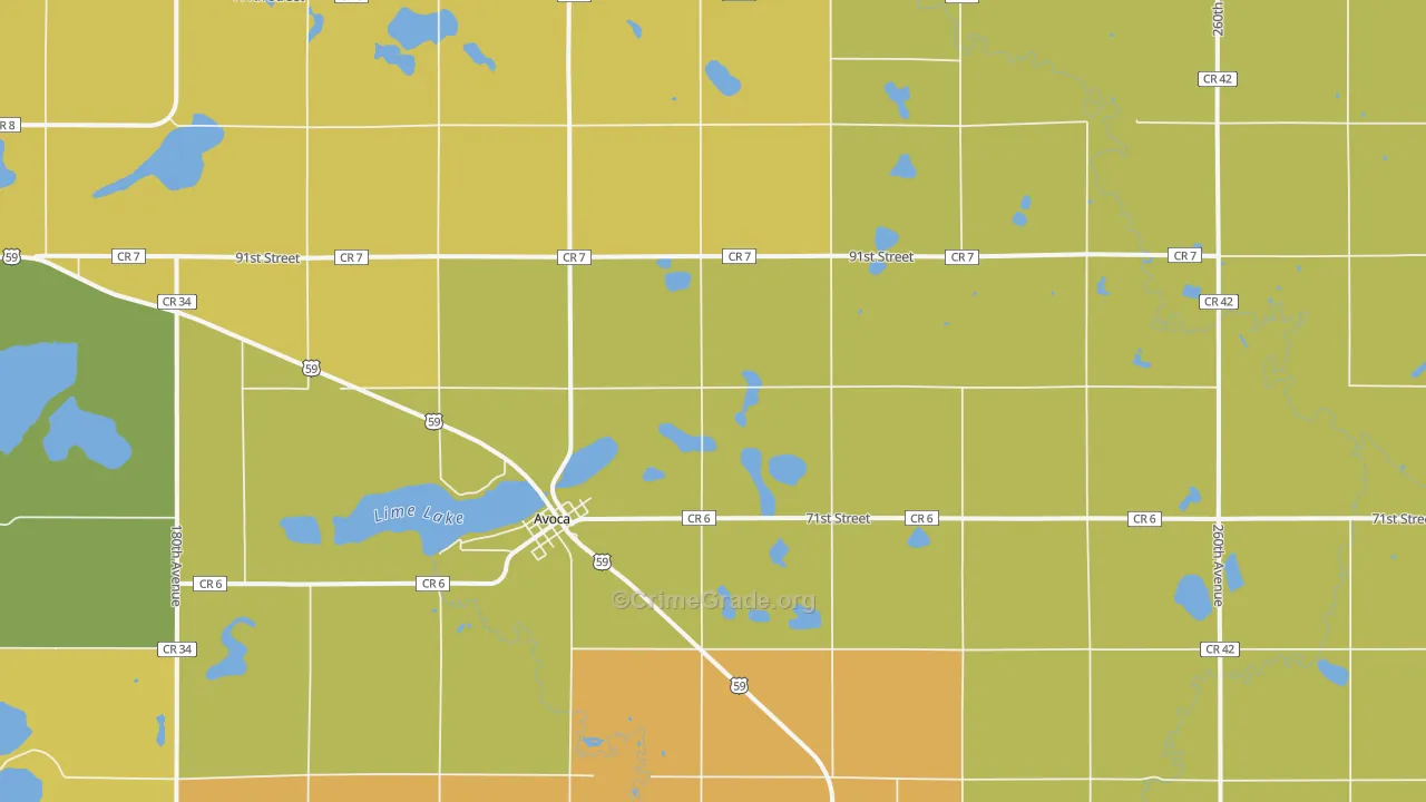 Avoca, MN Map of Arson Rates
