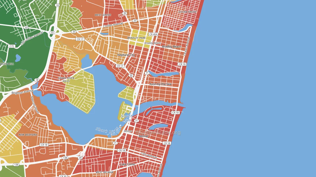 Avon-by-the-Sea, NJ Map of Arson Rates