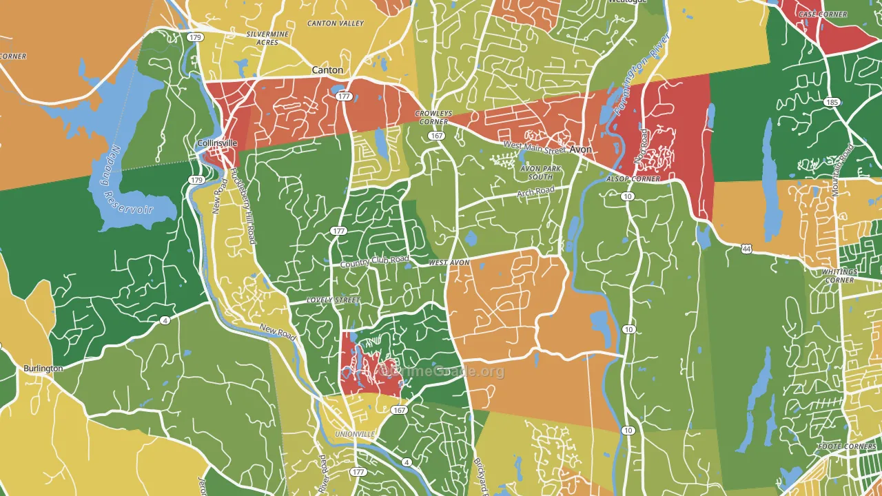 Avon, CT Map of Arson Rates