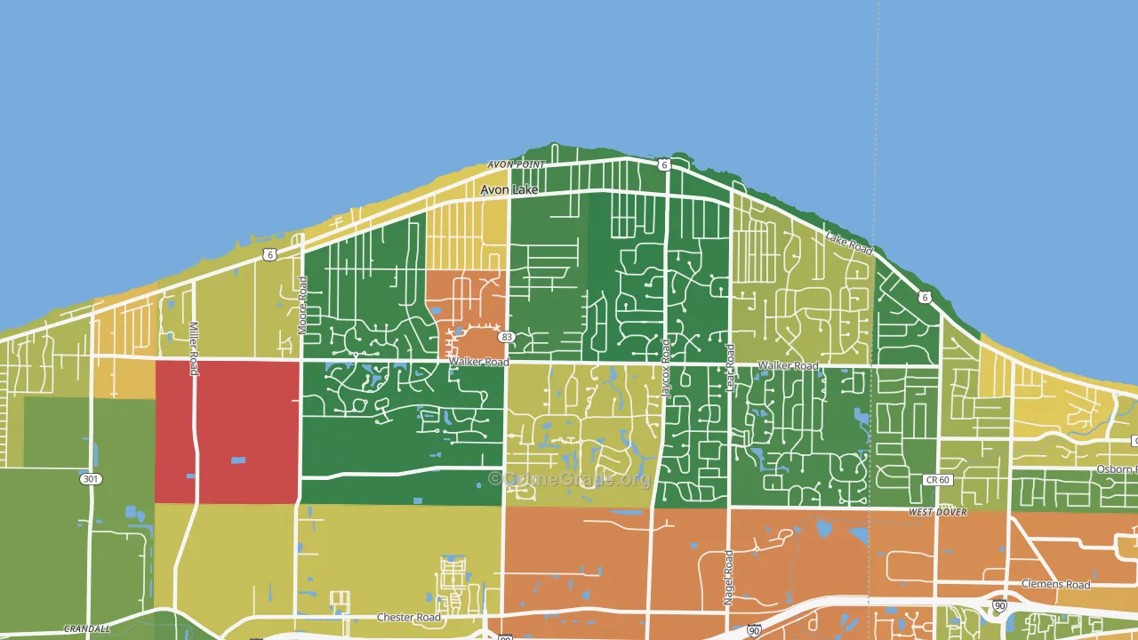 Avon Lake, OH Map of Arson Rates
