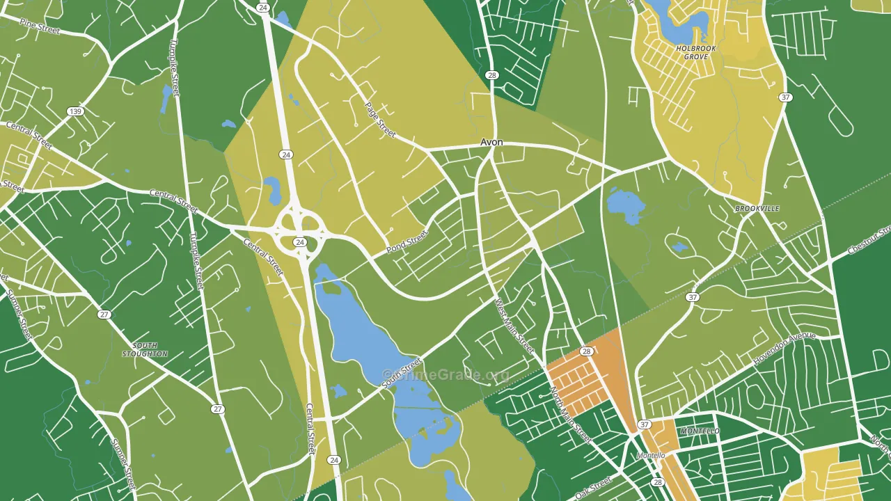 Avon, MA Map of Arson Rates
