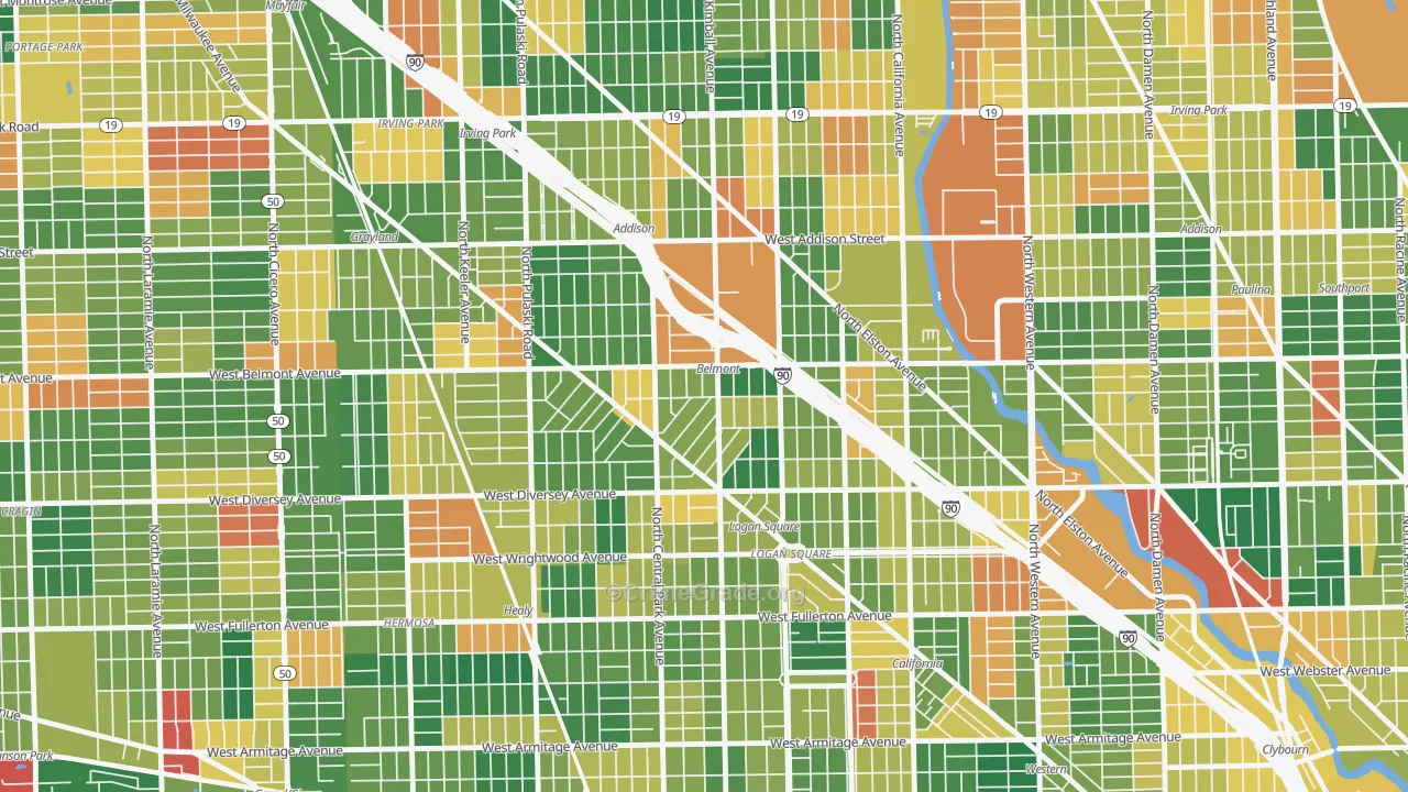 Avondale, Chicago, IL Map of Arson Rates