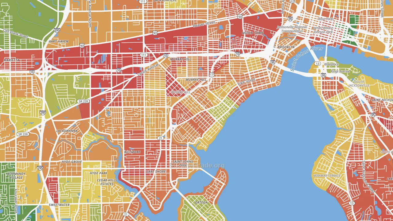 Avondale, Jacksonville, FL Map of Arson Rates