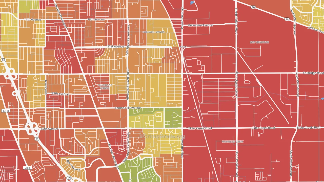 Avondale, Sacramento, CA Map of Arson Rates