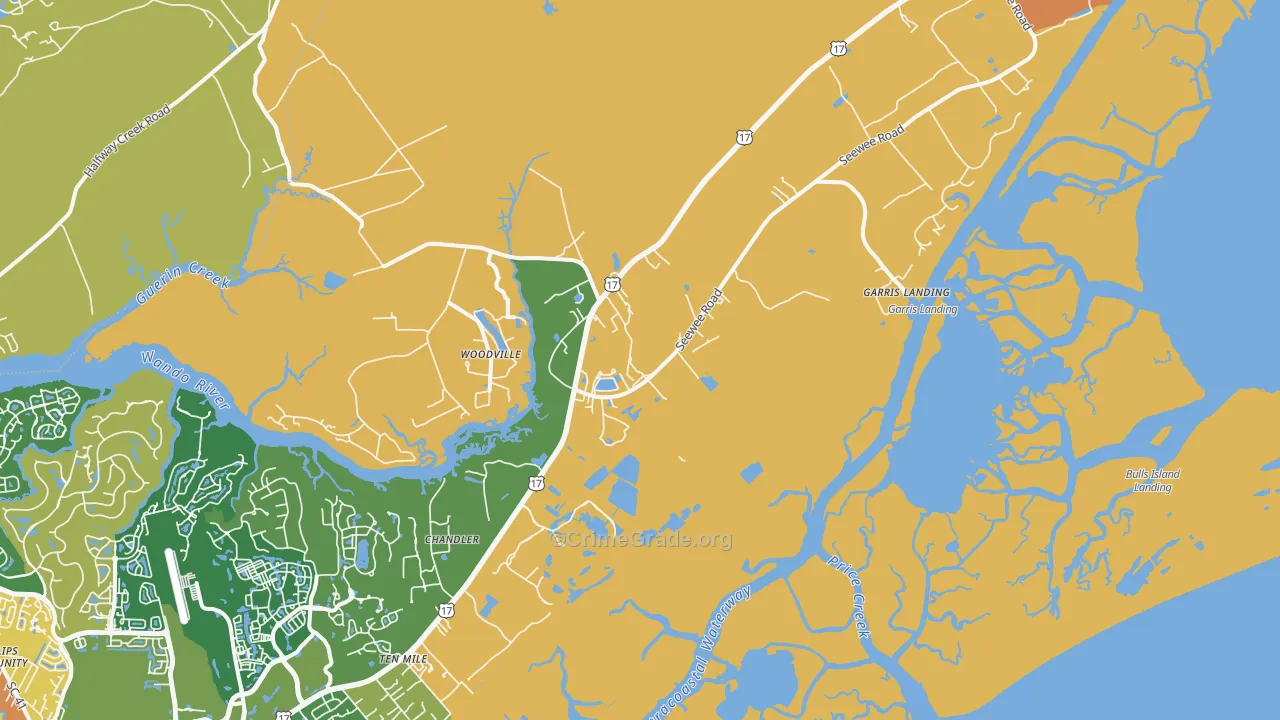 Awendaw, SC Map of Arson Rates