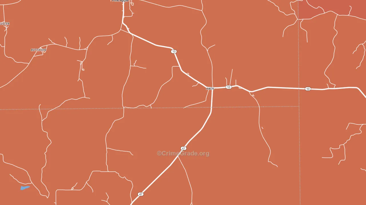 Awin, AL Map of Arson Rates
