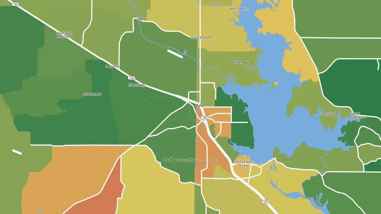 Azle, TX Map of Arson Rates