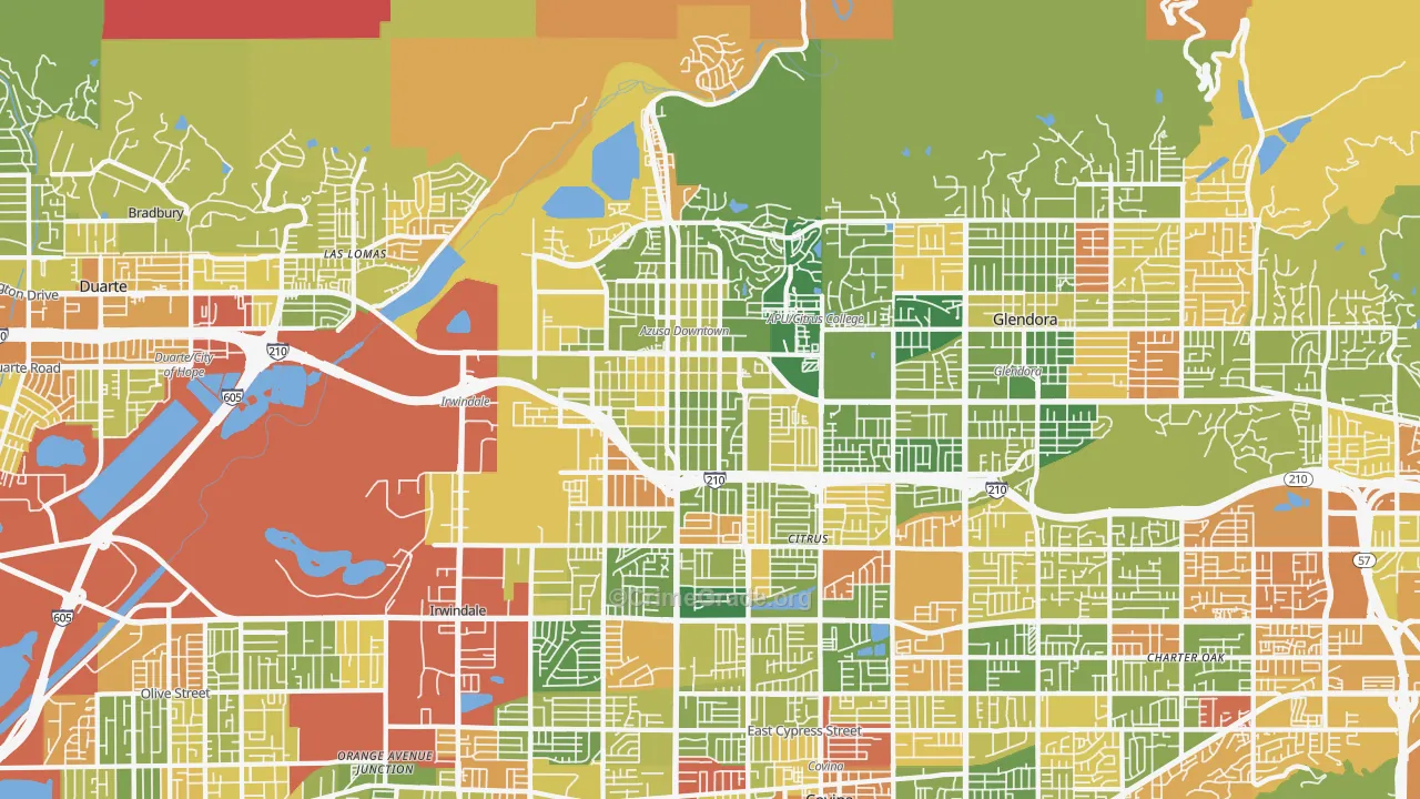 Azusa, CA Map of Arson Rates