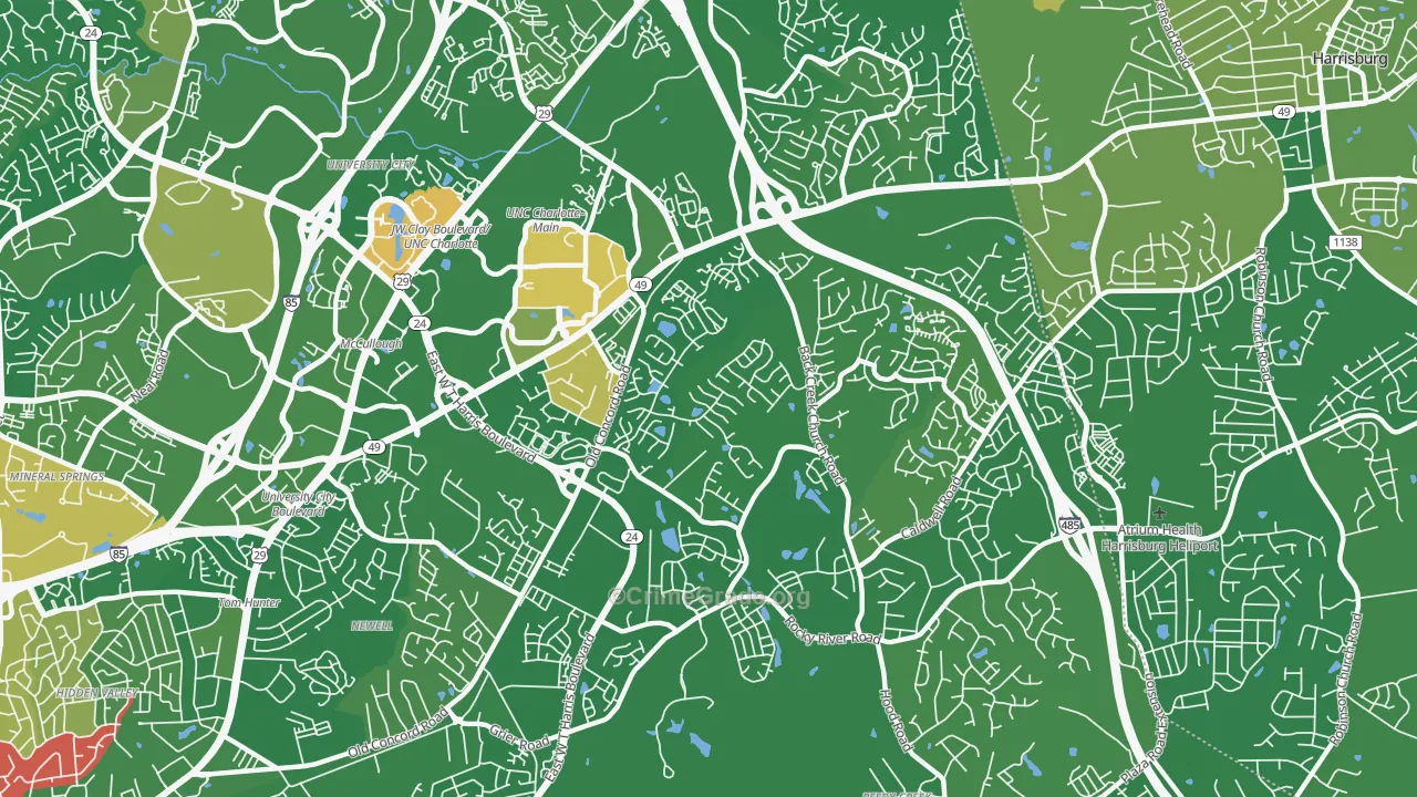 Back Creek Church Road, Charlotte, NC Map of Arson Rates