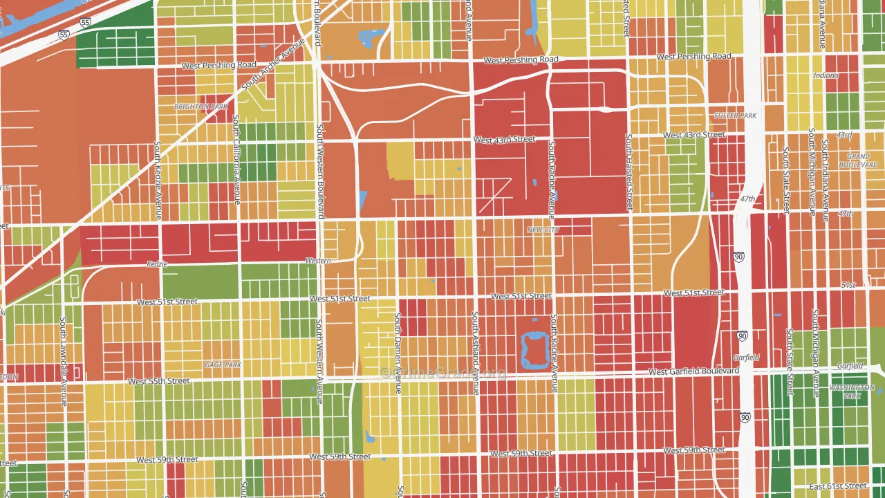 Back of the Yards, Chicago, IL Map of Arson Rates