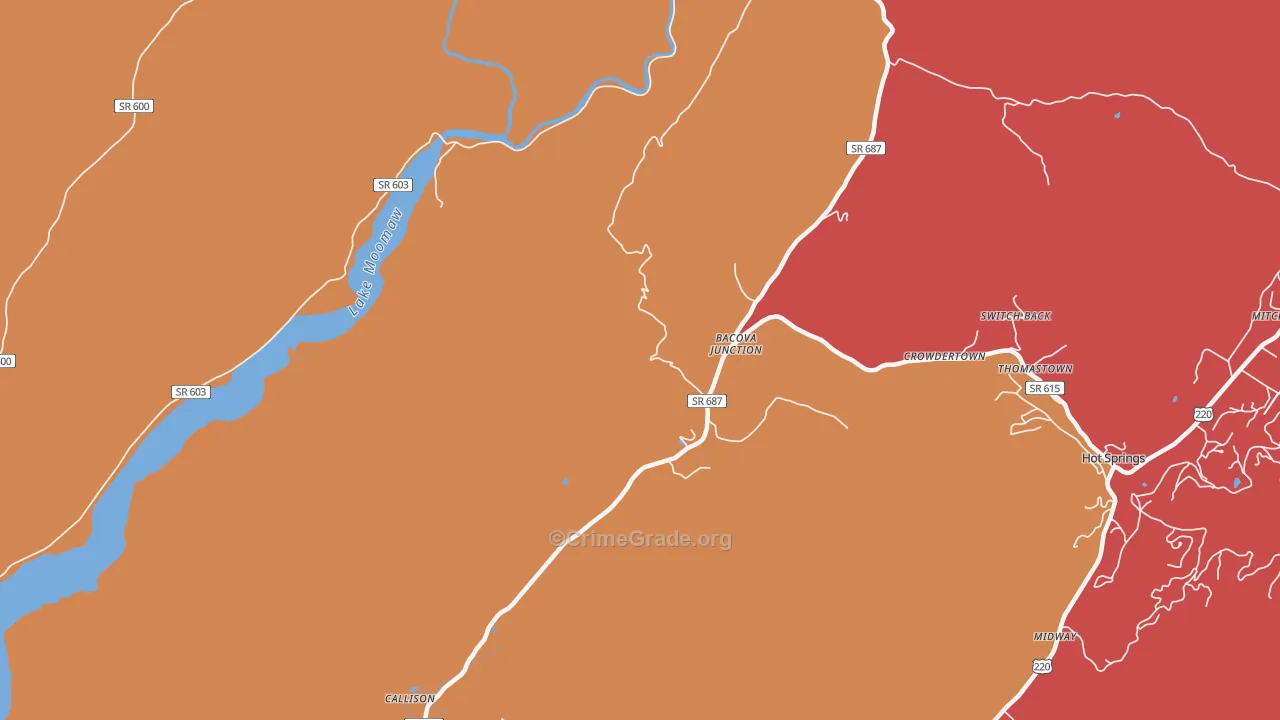 Bacova Junction, VA Map of Arson Rates