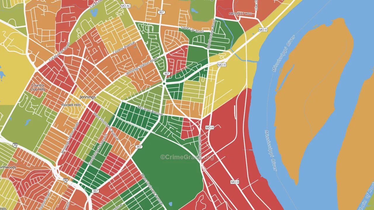 Baden, St. Louis, MO Map of Arson Rates