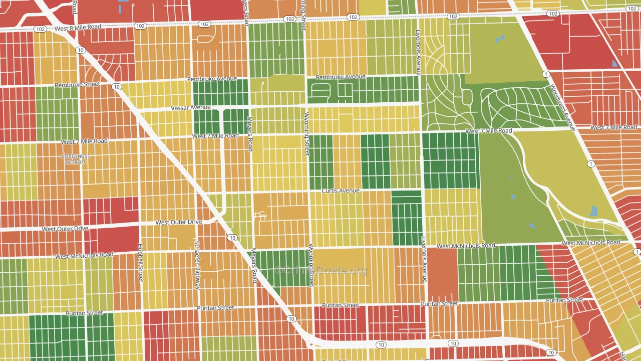 Bagley, Detroit, MI Map of Arson Rates