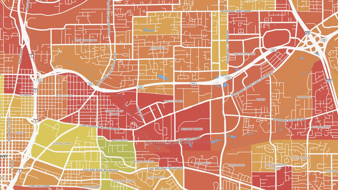 Bagley Downs, Vancouver, WA Map of Arson Rates