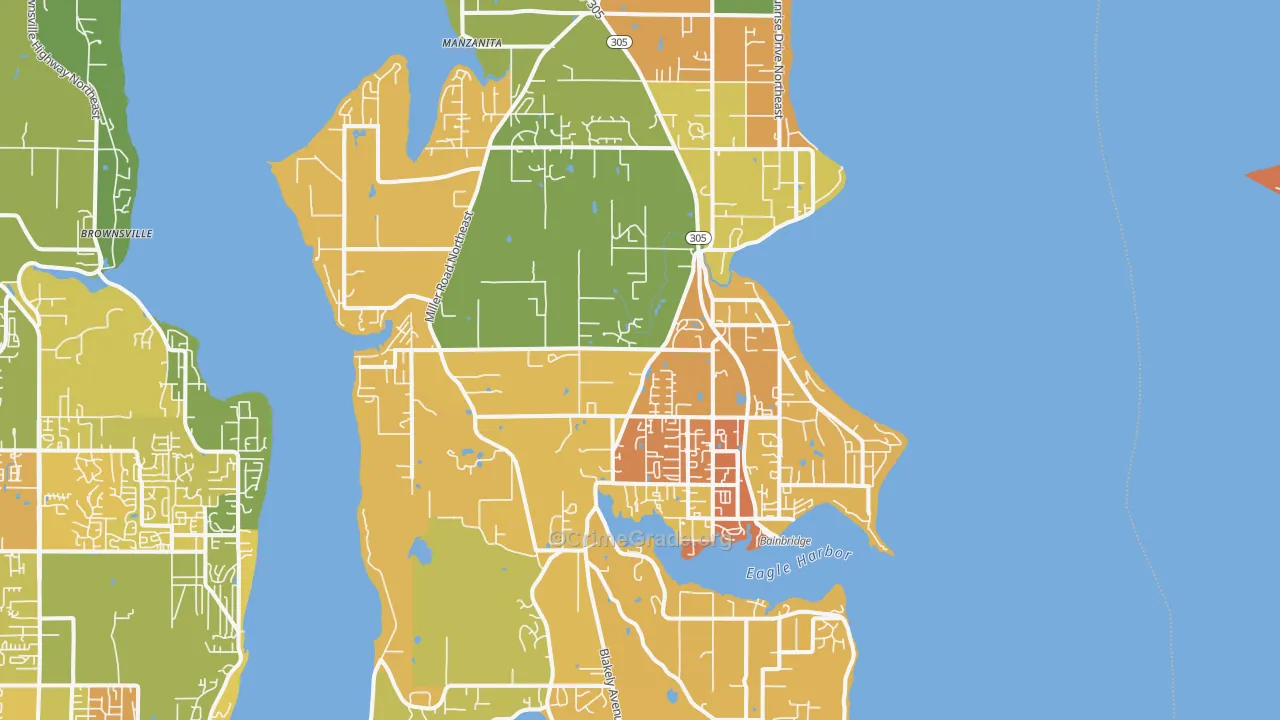Bainbridge Island, WA Map of Arson Rates