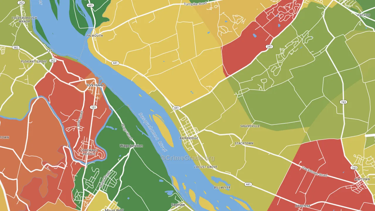 Bainbridge, PA Map of Arson Rates