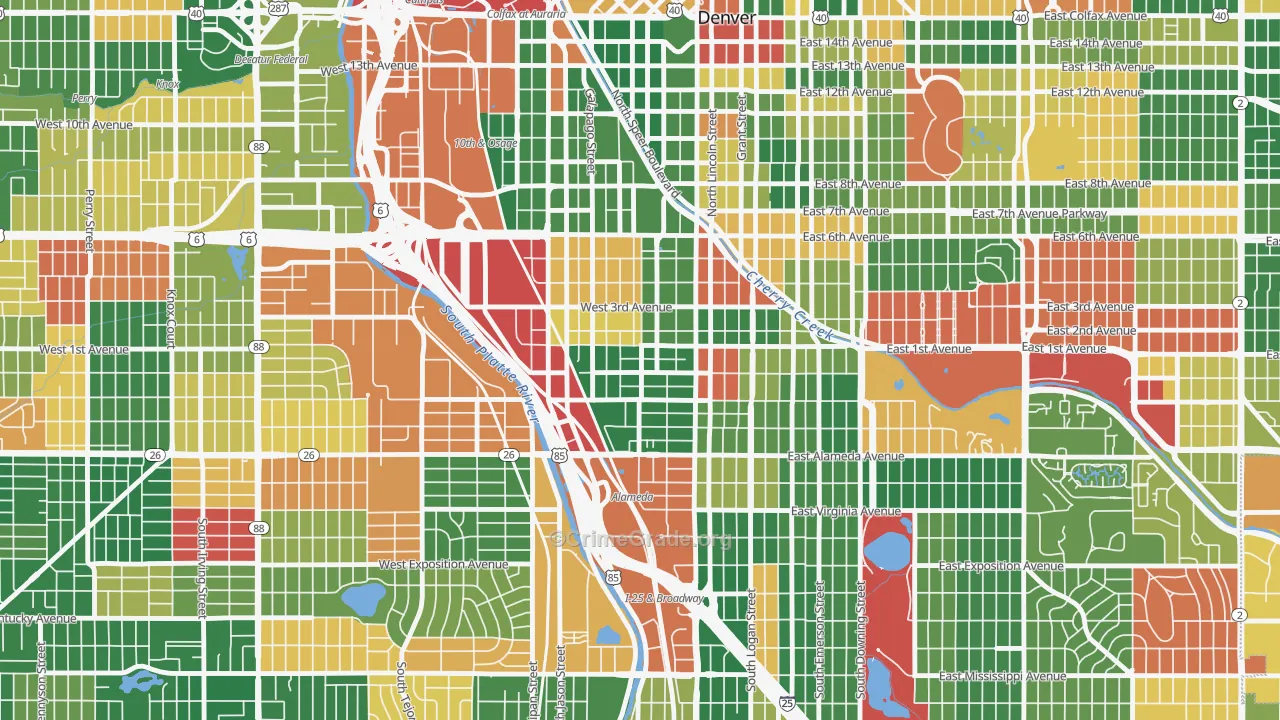 Baker, Denver, CO Map of Arson Rates