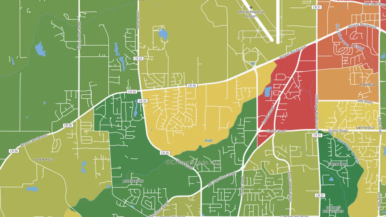 Baker, Mobile, AL Map of Arson Rates