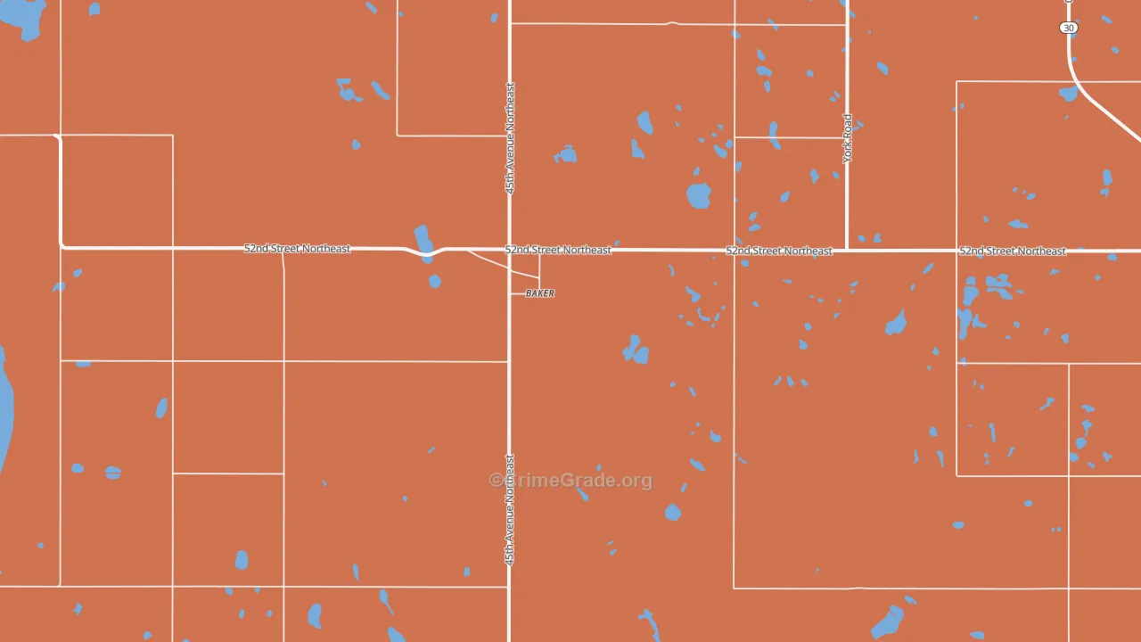 Baker, ND Map of Arson Rates