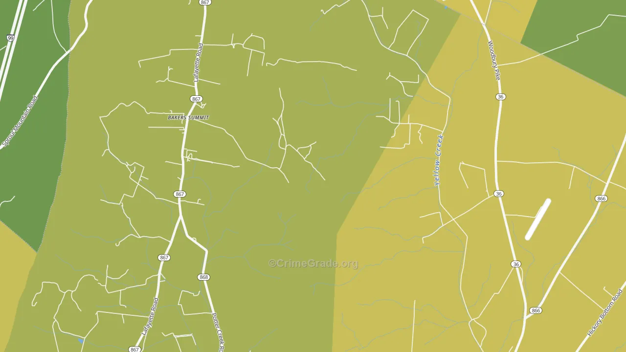 Bakers Summit, PA Map of Arson Rates