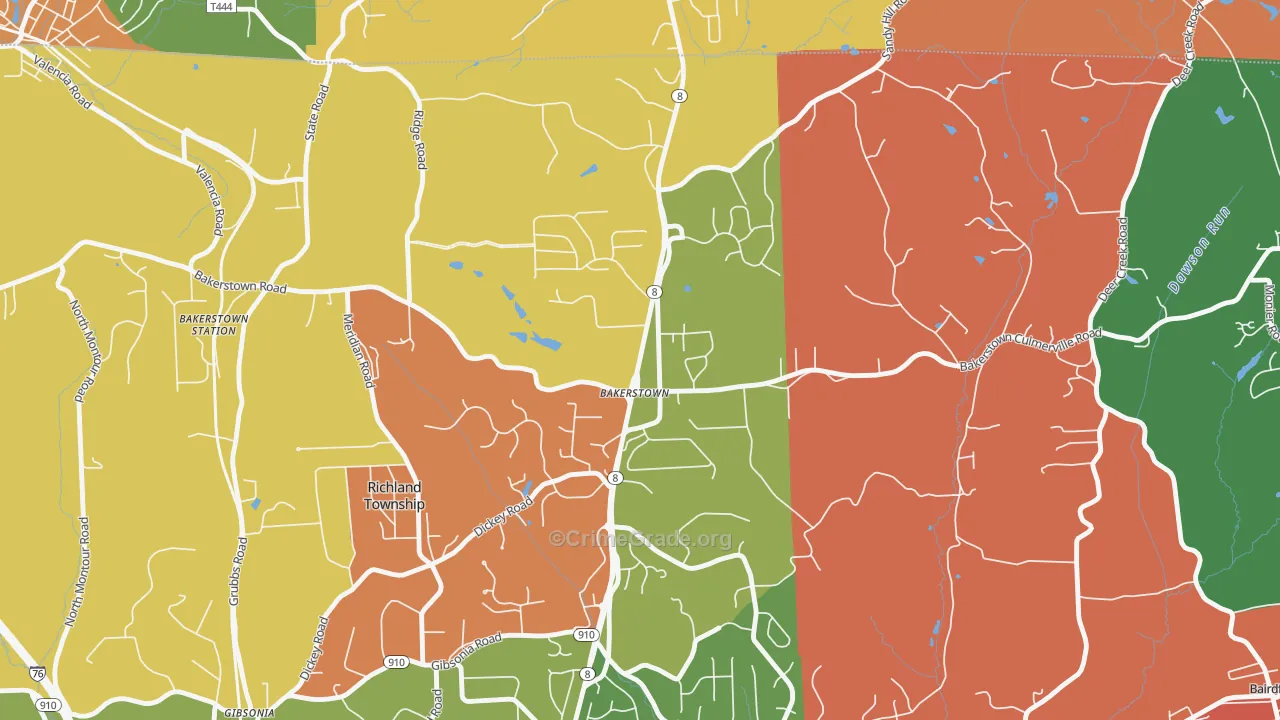 Bakerstown, PA Map of Arson Rates