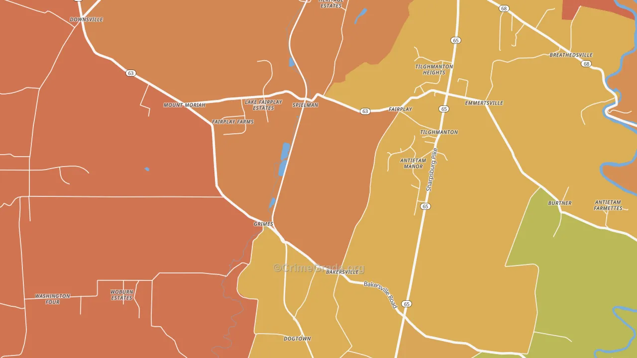 Bakersville, MD Map of Arson Rates