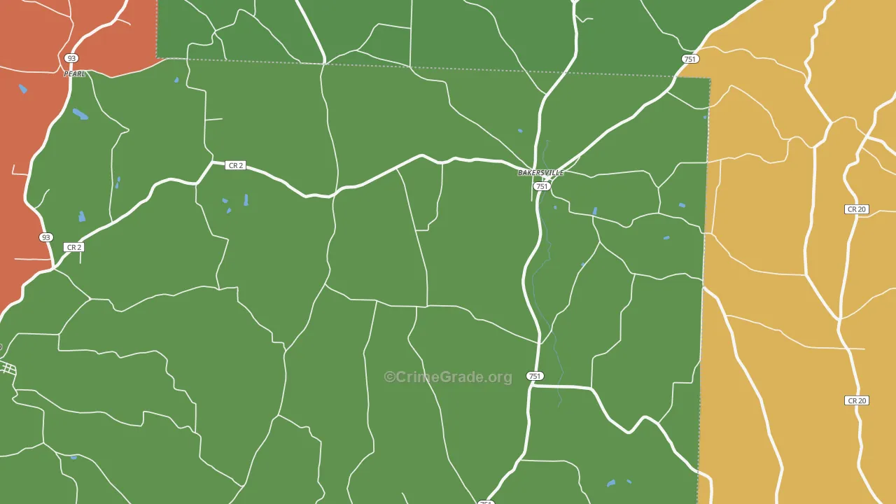 Bakersville, OH Map of Arson Rates