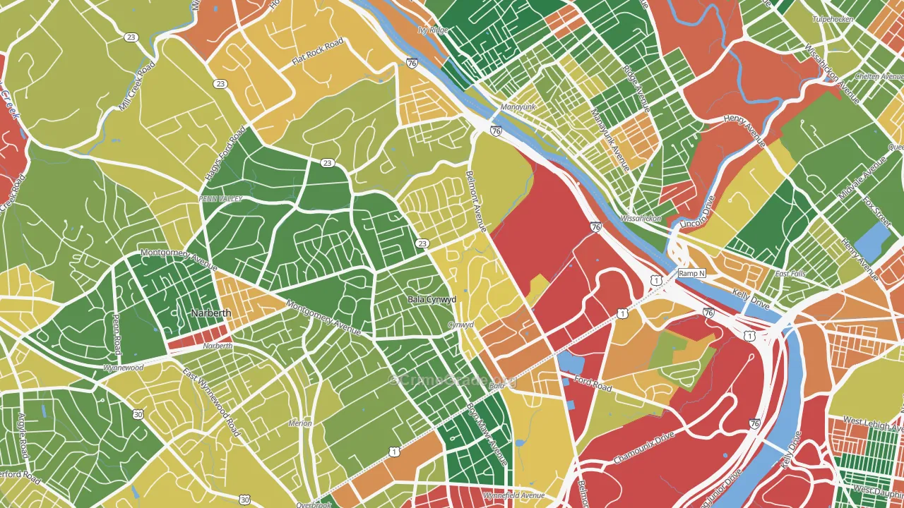 Bala Cynwyd, Bala-Cynwyd, PA Map of Arson Rates