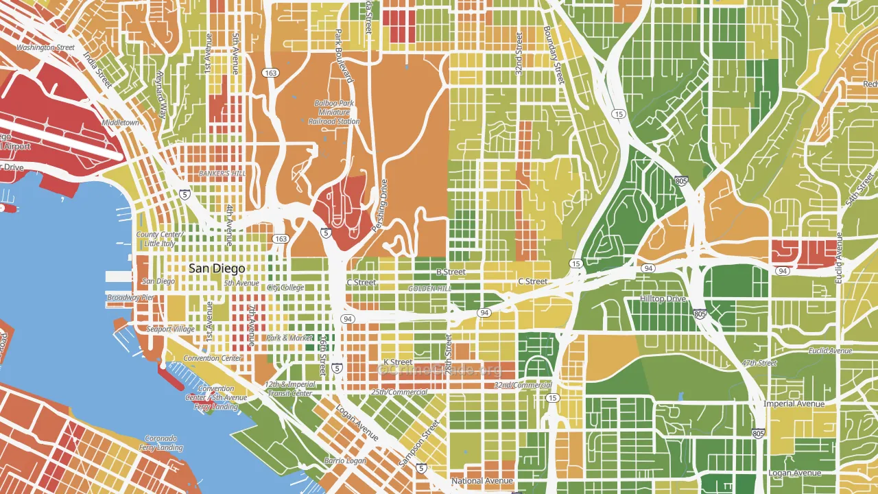 Balboa Park, San Diego, CA Map of Arson Rates