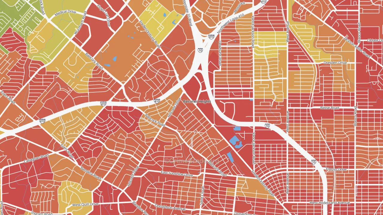 Balcones Heights, TX Map of Arson Rates
