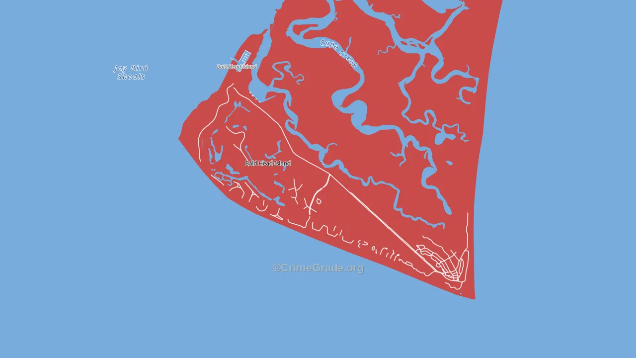 Bald Head Island, NC Map of Arson Rates
