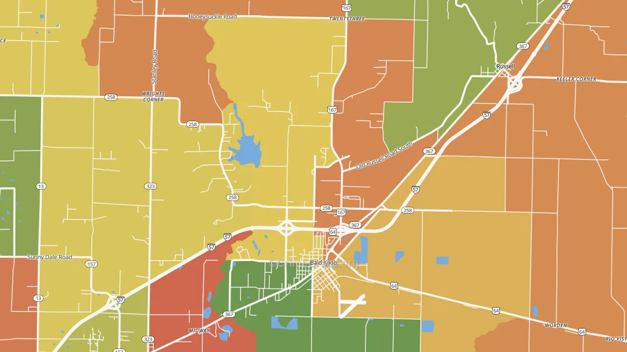 Bald Knob, AR Map of Arson Rates