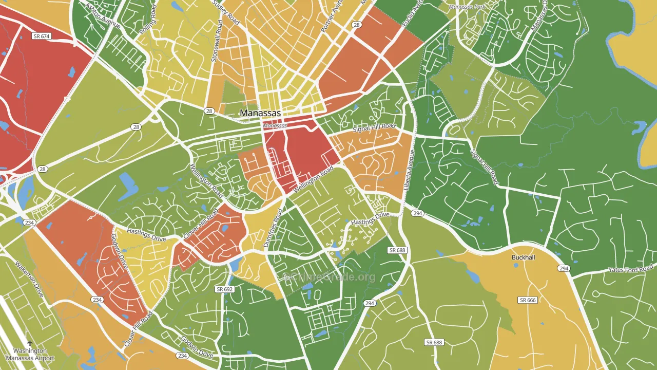 Baldwin District, Manassas, VA Map of Arson Rates