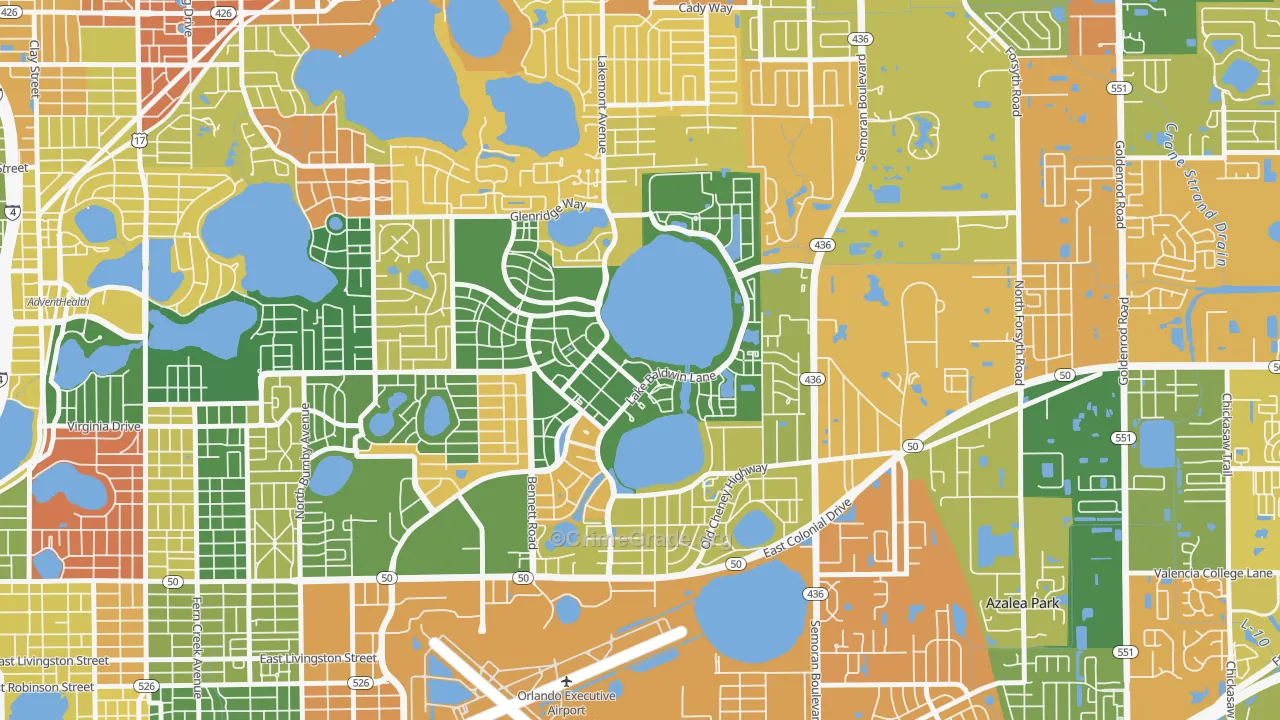 Baldwin Park, Orlando, FL Map of Arson Rates