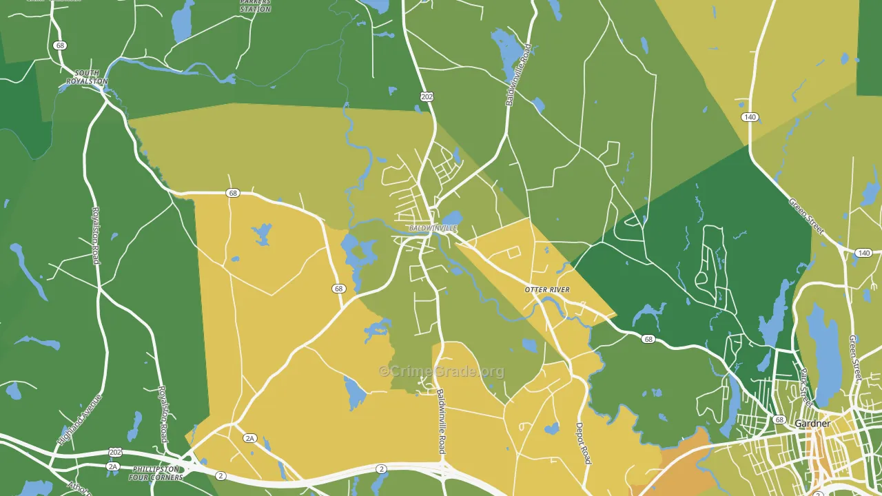 Baldwinville, MA Map of Arson Rates