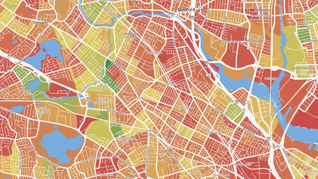 Ball Square, Somerville, MA Map of Arson Rates