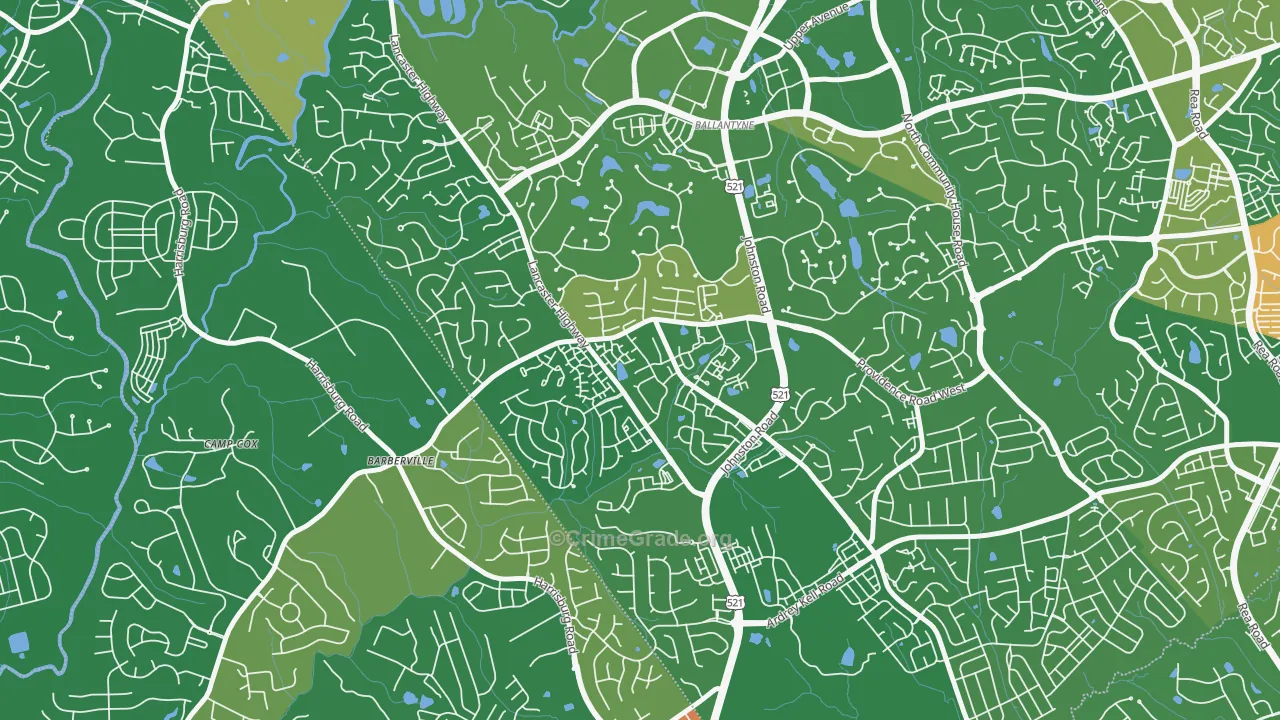 Ballantyne West, Charlotte, NC Map of Arson Rates