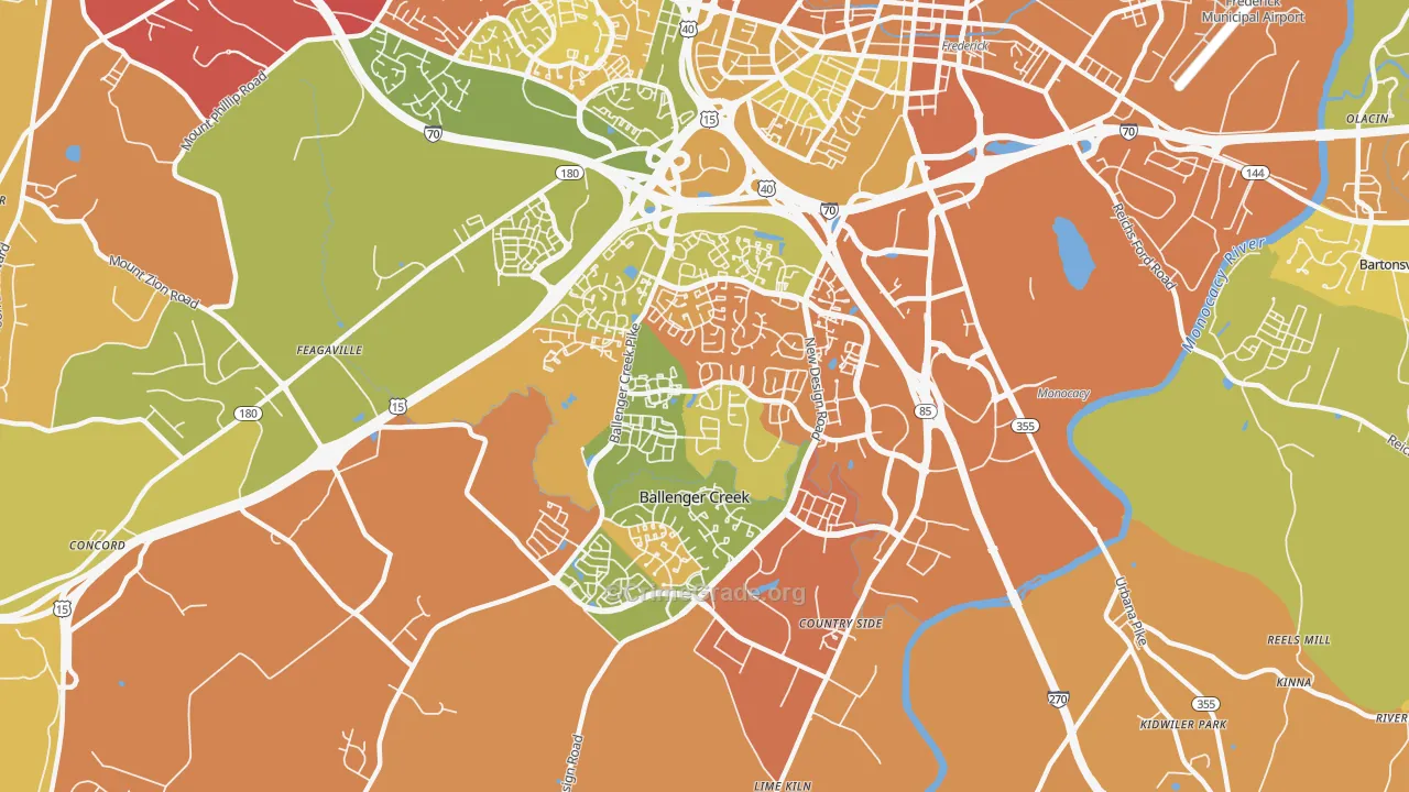 Ballenger Creek, MD Map of Arson Rates