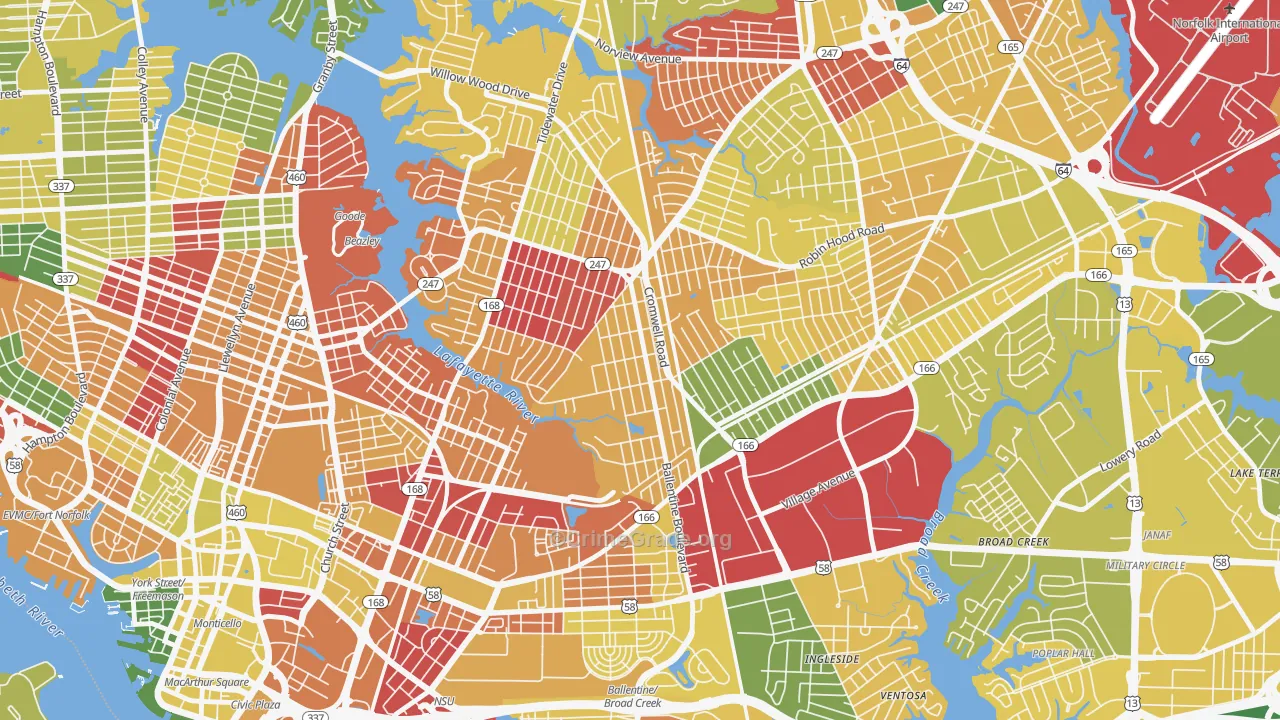 Ballentine Place, Norfolk, VA Map of Arson Rates