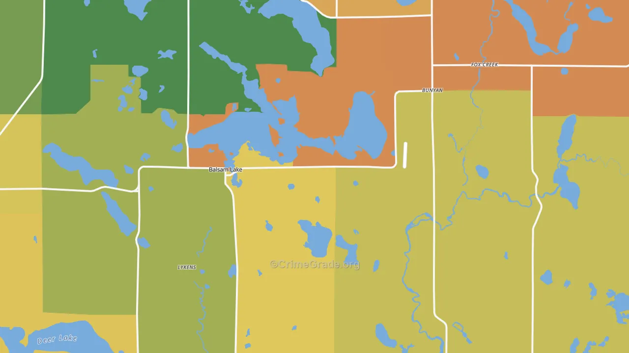 Balsam Lake, WI Map of Arson Rates