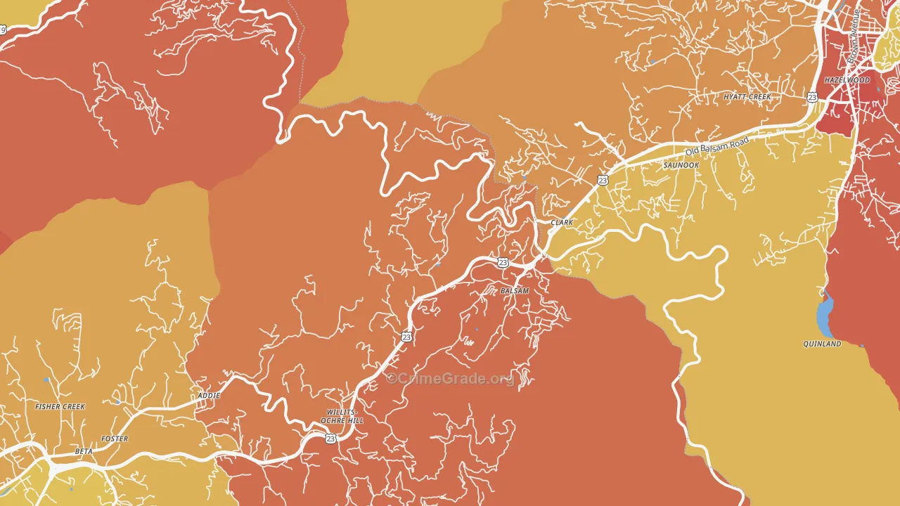 Balsam, NC Map of Arson Rates