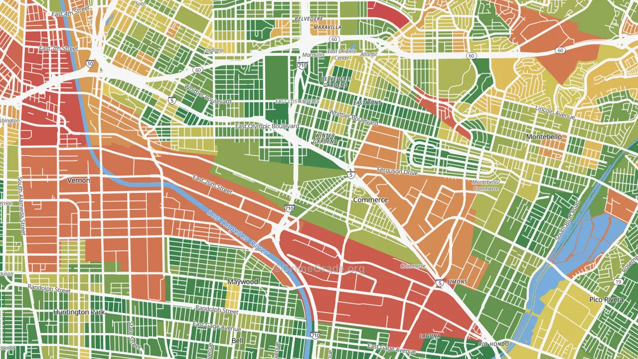 Bandini, Commerce, CA Map of Arson Rates