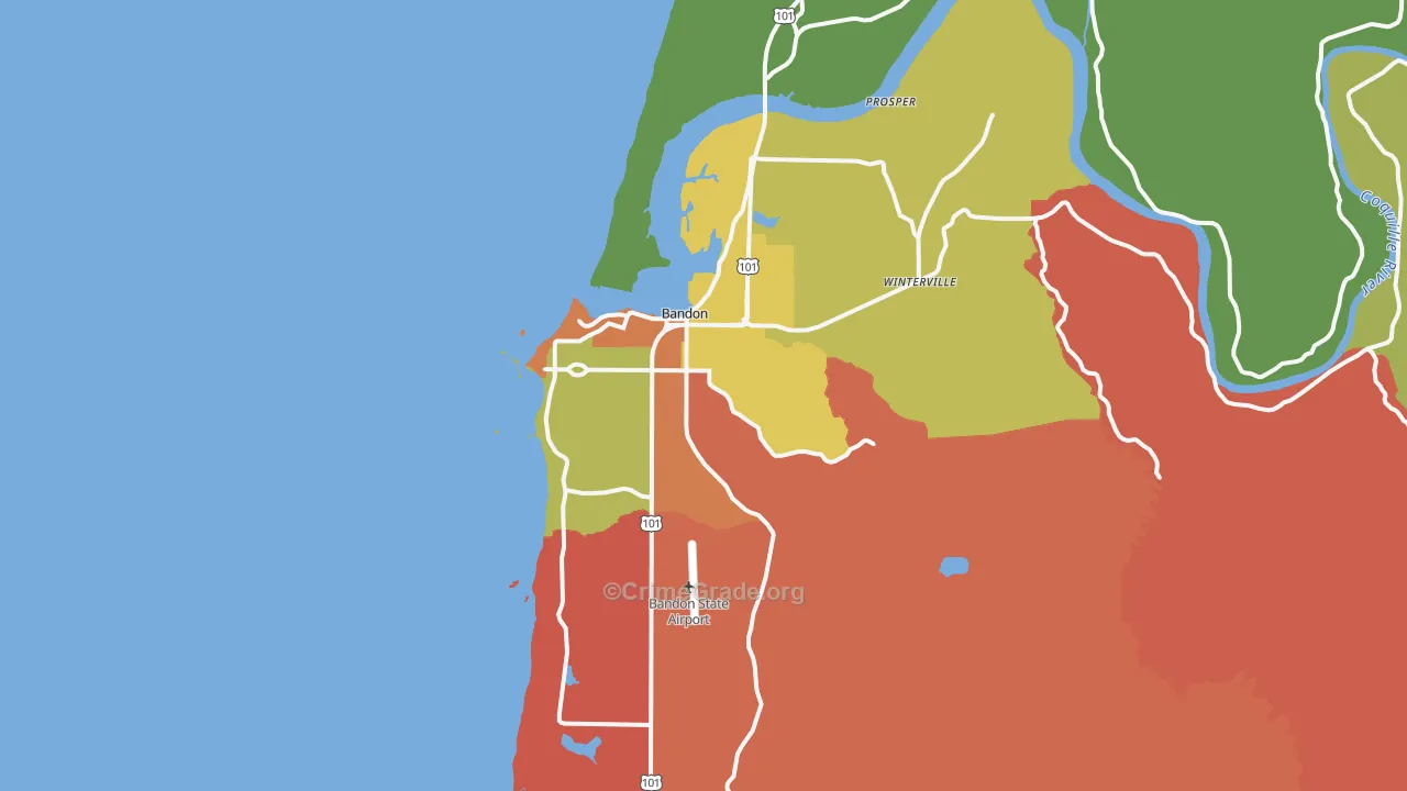 Bandon, OR Map of Arson Rates
