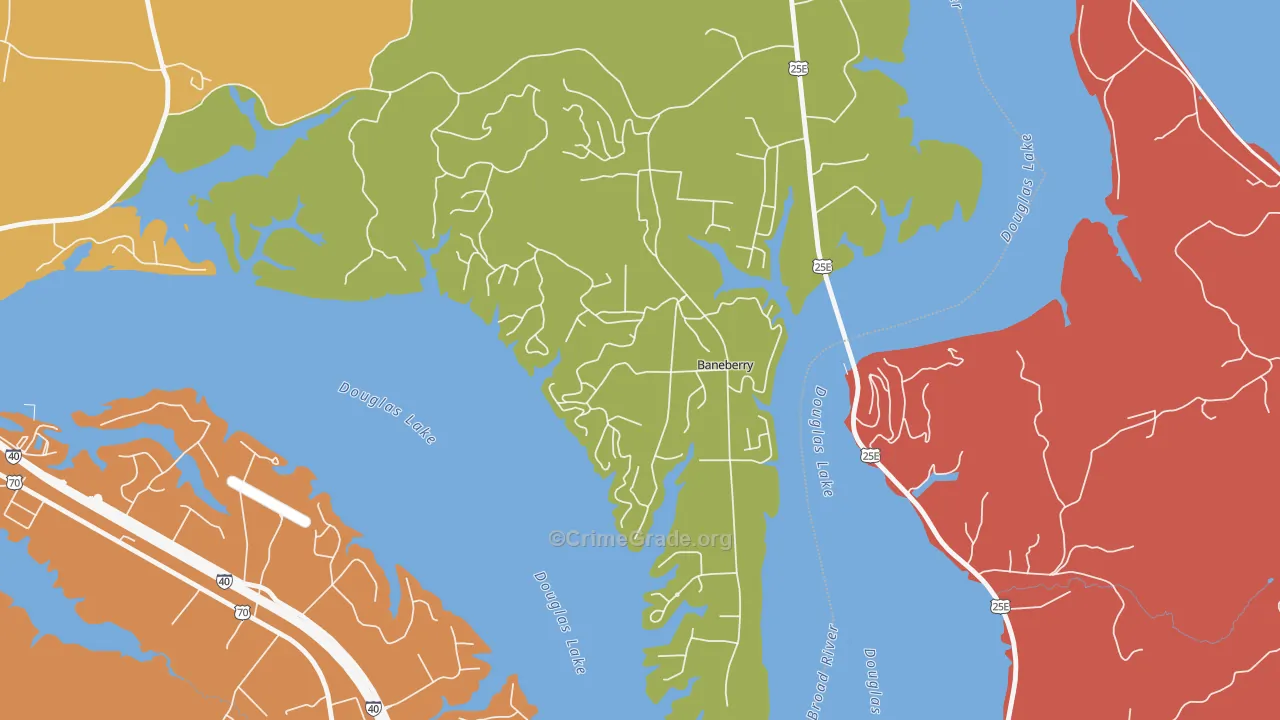 Baneberry, TN Map of Arson Rates