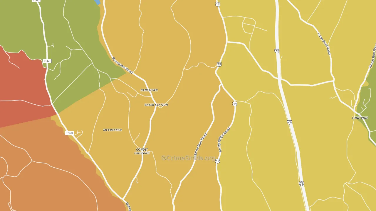 Banetown, PA Map of Arson Rates