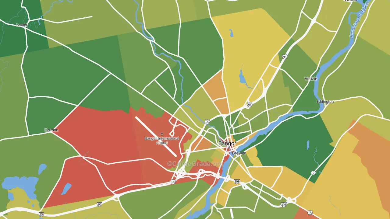 Bangor, ME Map of Arson Rates