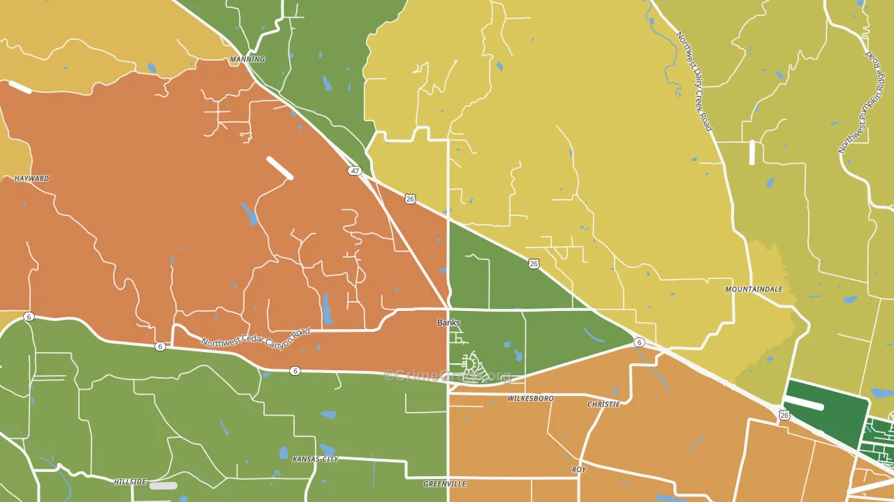 Banks, OR Map of Arson Rates