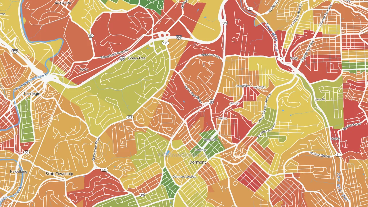 Banksville, Pittsburgh, PA Map of Arson Rates