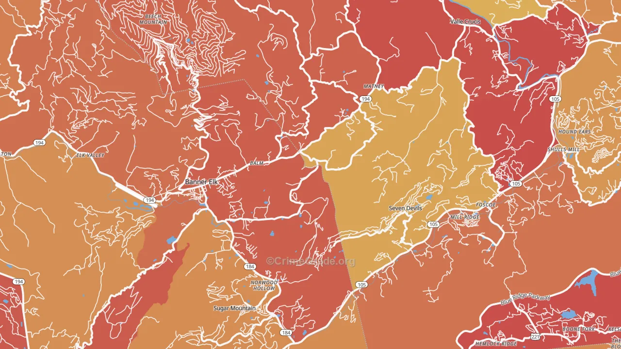 Banner Elk, NC Map of Arson Rates